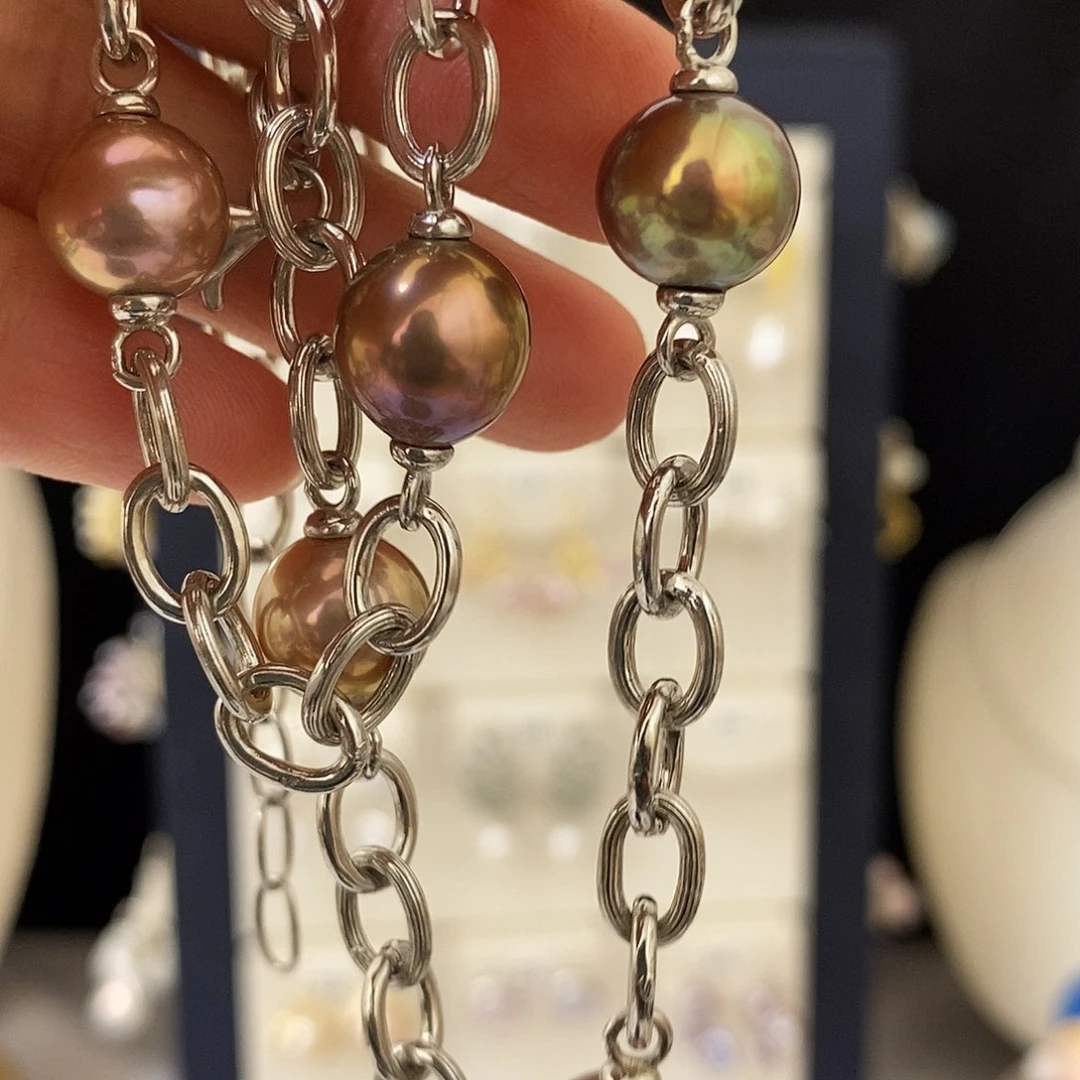 淡水珍珠银S925镶嵌颈饰