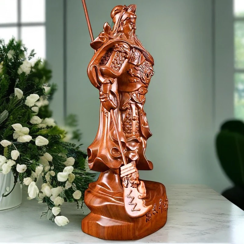 黑檀木雕刻关公摆件客厅装饰开业送礼实木武财神关羽关帝圣君佛像