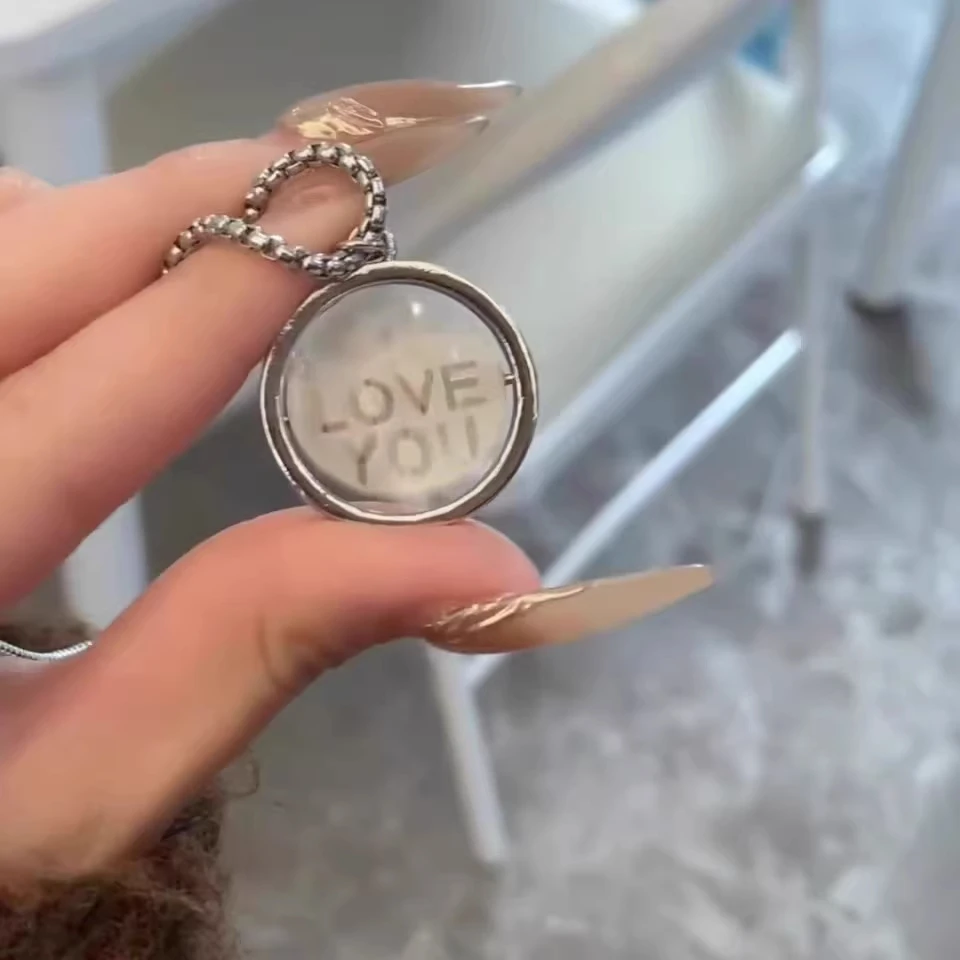 love旋转项链我爱你翻转求婚暗恋表白神器吊坠链子送女友情侣项链