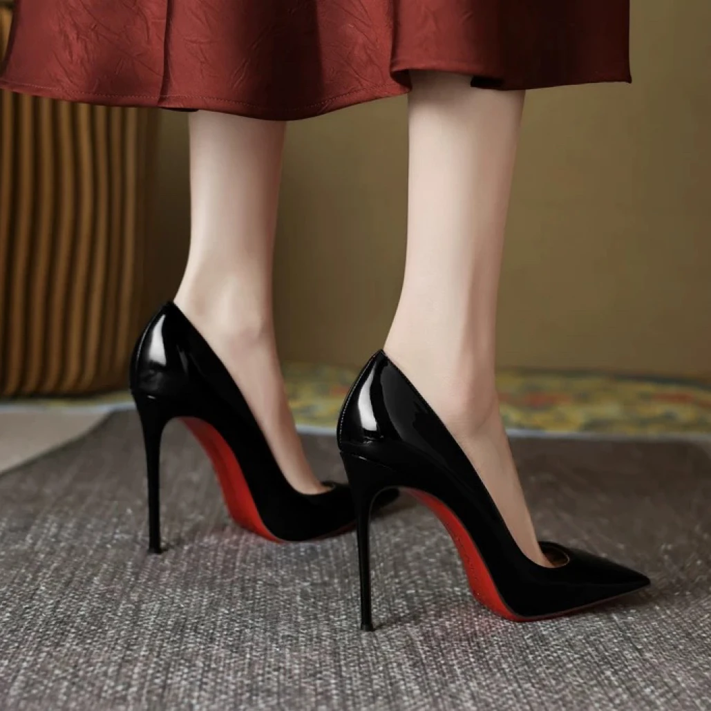 热款主推【护指棉】秋冬爆款CL320新款红底裸色女不累脚尖头漆皮