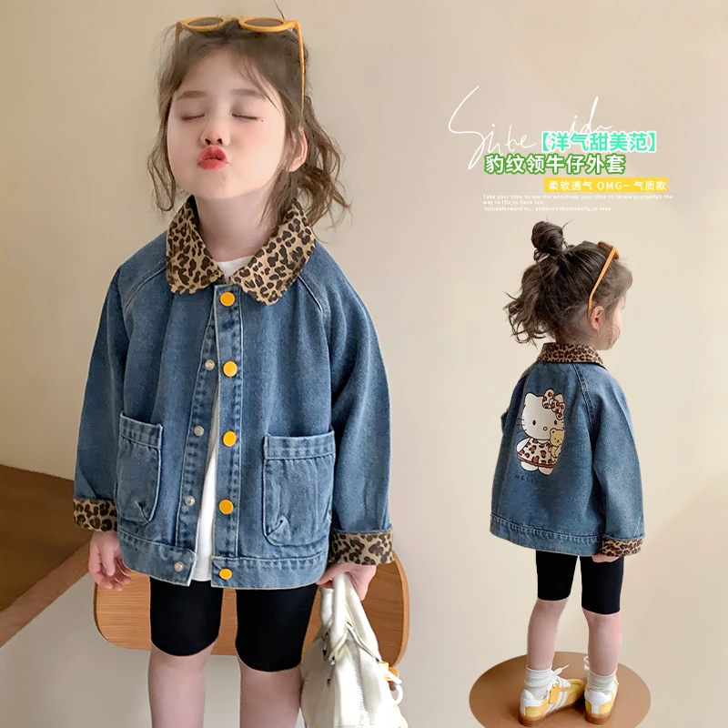 女童卡通印花牛仔外套洋气儿童春秋装新款女宝宝休闲夹克上衣女孩