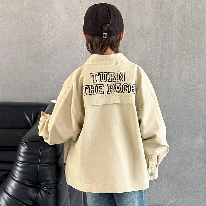 男童春季衬衫外套2025新款儿童帅气中大童秋装男孩百搭休闲夹克潮