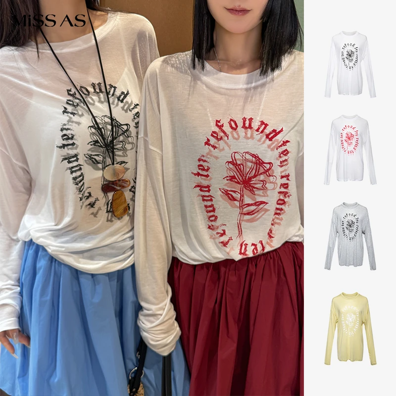 【REFOUND TEN】圆领破旧印花长袖上衣T恤女款25春夏新品