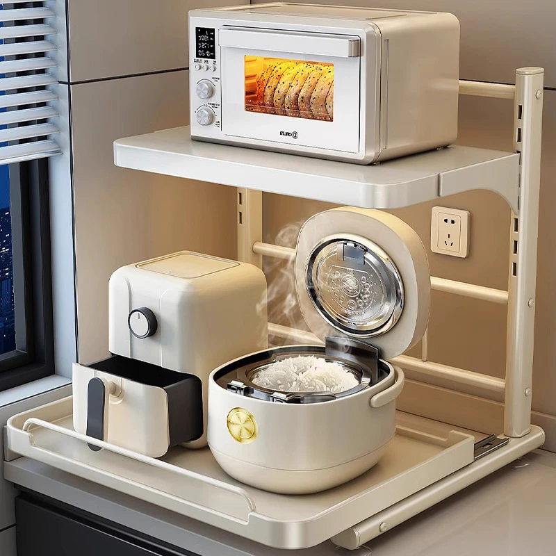 置物架厨房多功能烤箱锅支架台面电器抽拉式微波炉收纳架子家用