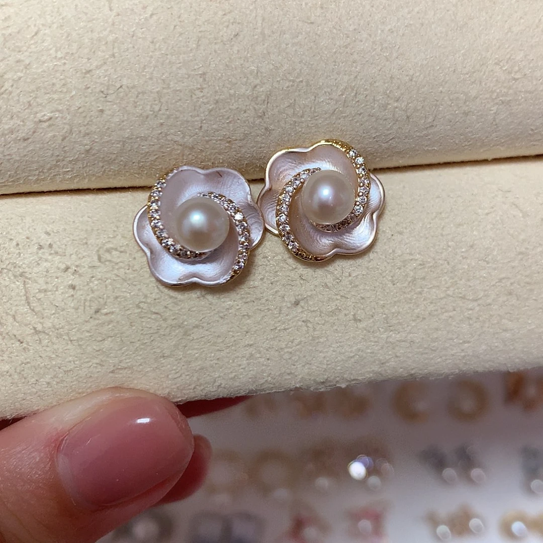 淡水珍珠耳饰合金