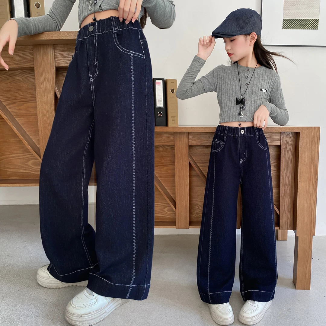 女童裤子春秋款2025新款外穿儿童洋气牛仔裤中大童女孩秋季直筒裤