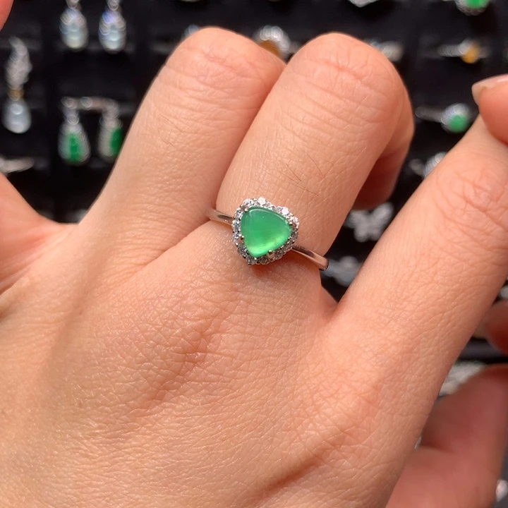 翡翠银S925镶嵌戒指戒指