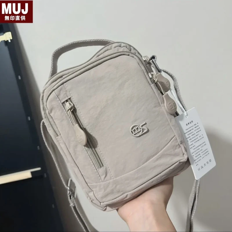 日本无印男女同款多层2025新款潮时尚百搭休闲轻便手提包单肩