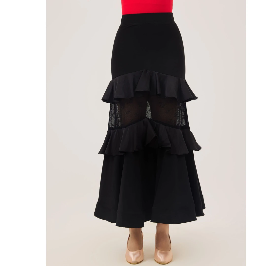 TOP Design【柔珠半身裙】优雅气质摩登舞蕾丝半身裙