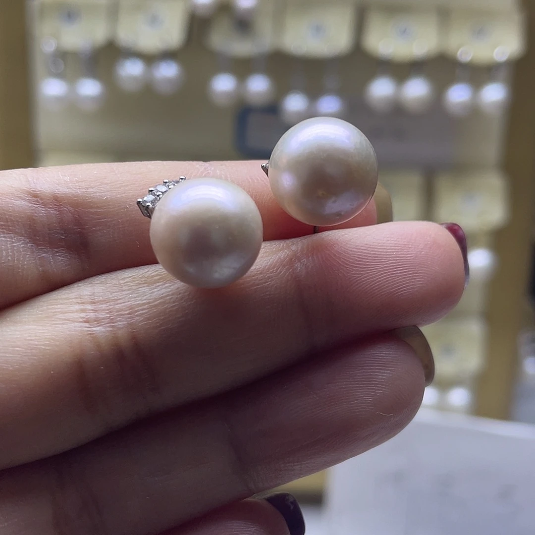淡水珍珠耳饰银S925镶嵌