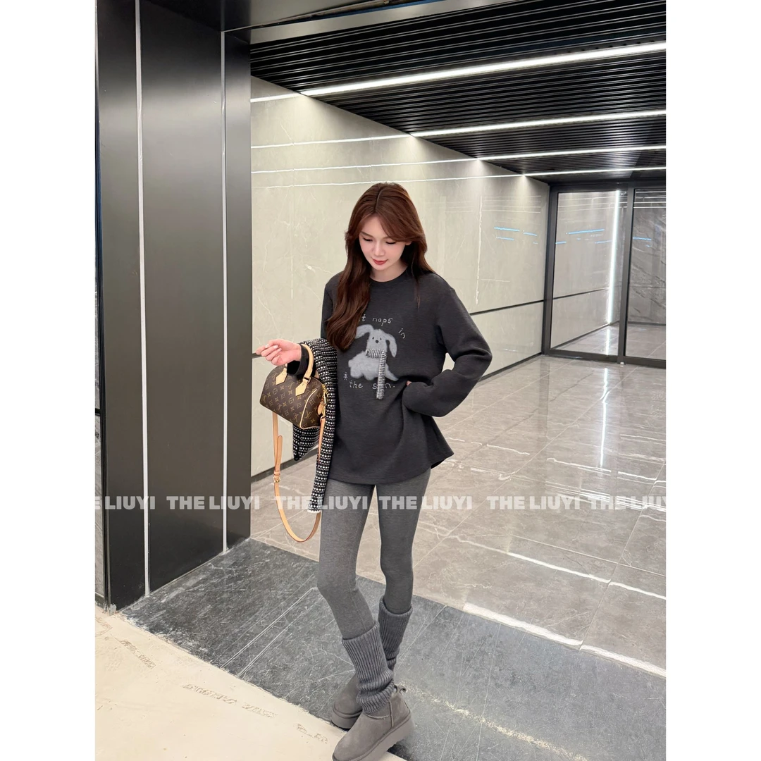 【LIUYI】围巾小狗~冬季双面绒感加厚大版卫衣T恤511071