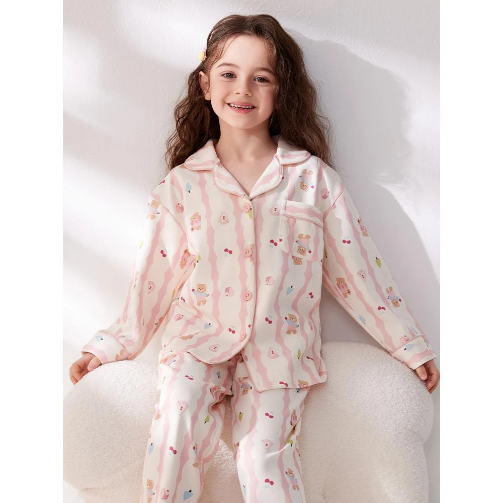 FAVMARTHA儿童睡衣春秋长袖a类纯棉中号儿童和小女孩2025新款棉质
