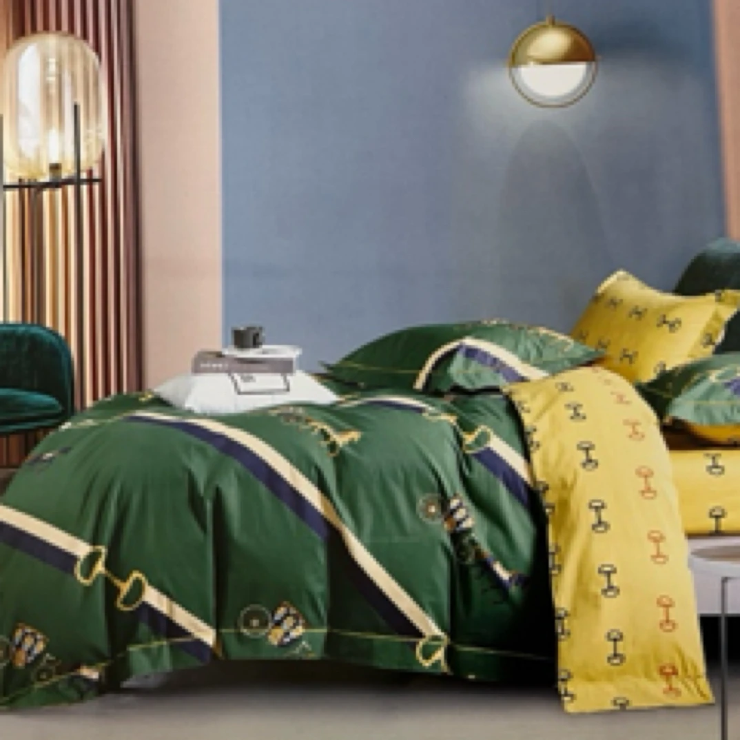 臻品精梳棉印花五件套150*200微瑕～Y920（马尔贝拉绿）