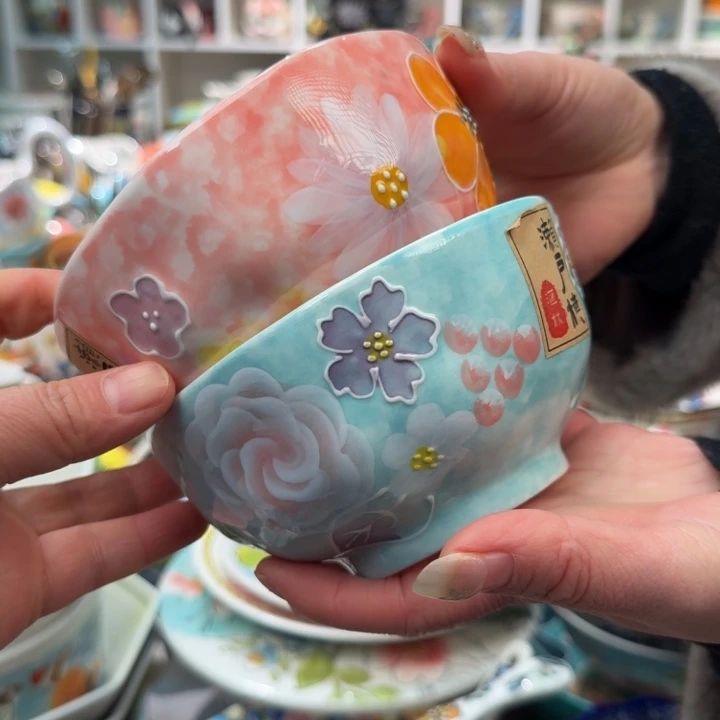 陶瓷濑户烧5英寸八角饭碗2只，各一色