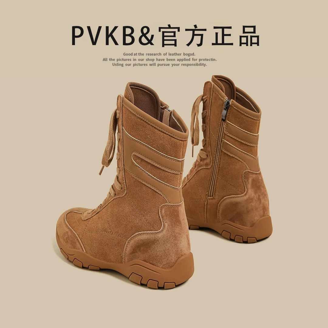 老钱风必备网红靴子女款爆款2025新款内增高马丁靴加绒骑士短靴子