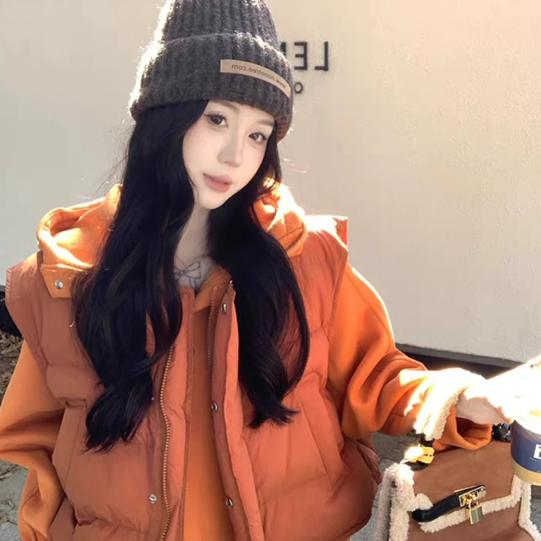 980 叠穿马甲加厚连帽长袖卫衣两件套