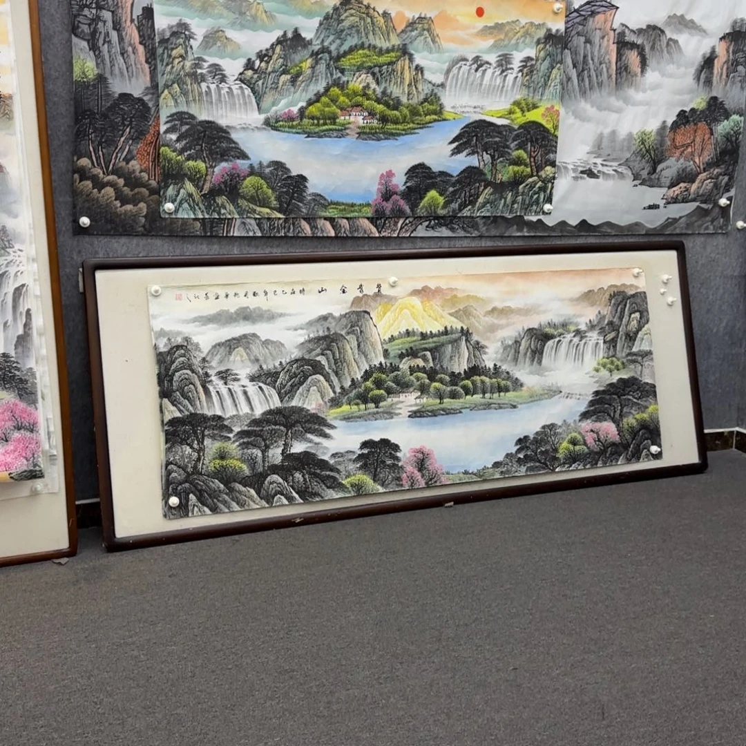 阳***林国画六尺背靠金山画芯一幅