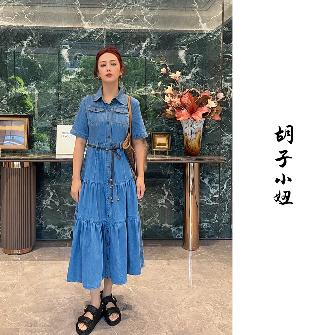 【胡子小妞】牛仔小众气质夏季中长款连衣裙裙子254881