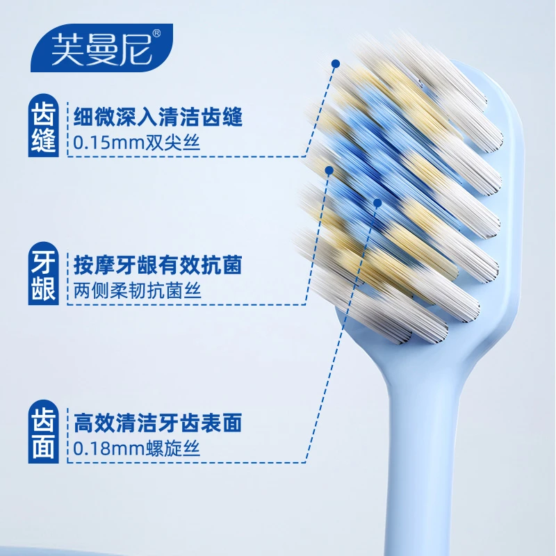 芙曼尼【山型凸面牙刷】宽薄成人护龈软毛清洁按摩超细毛孕妇可用