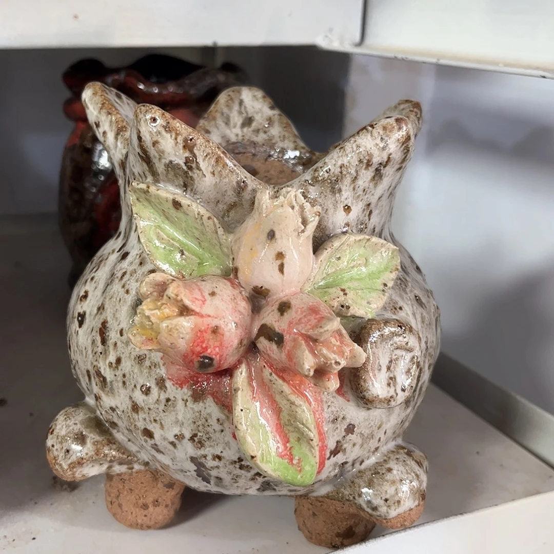 泥塑古镇炻陶花盆