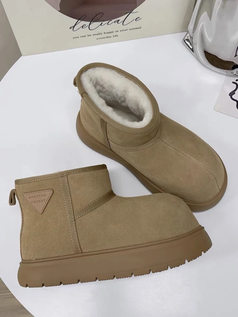 新疆（3厘米）2024新款卡皮巴拉厚底大头保暖雪地靴女靴KA333