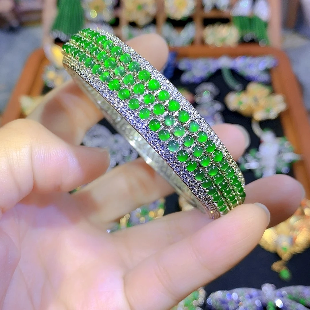 吊坠(不含链)银S925镶嵌翡翠