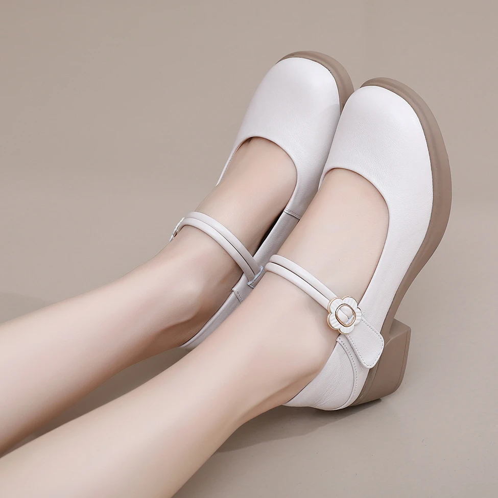 小码玛丽女鞋珍鞋软底2025浅口单鞋春季新款真皮舒适法式圆头皮鞋