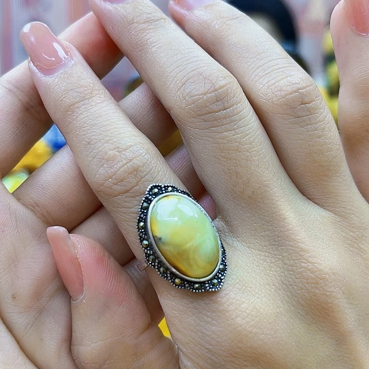 蜜蜡银S925镶嵌裸石