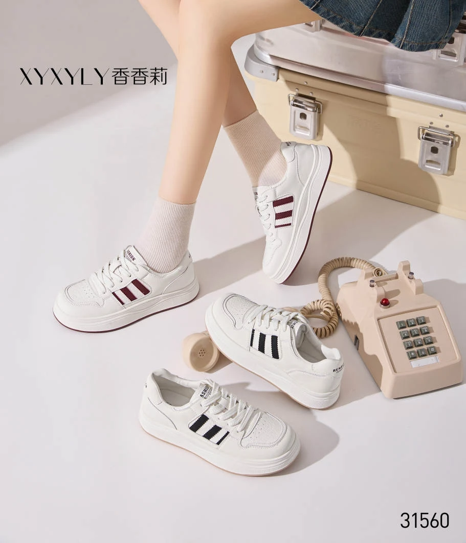 香香莉31560小白鞋女新款厚底板鞋时尚运动休闲百搭平底鞋2025秋