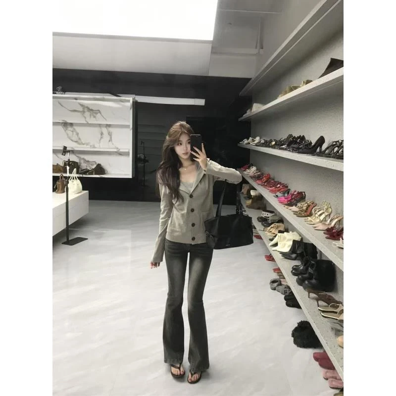 *尹千金*【雅典符号】慵懒显瘦美式收腰连帽长袖外套灰色W257323