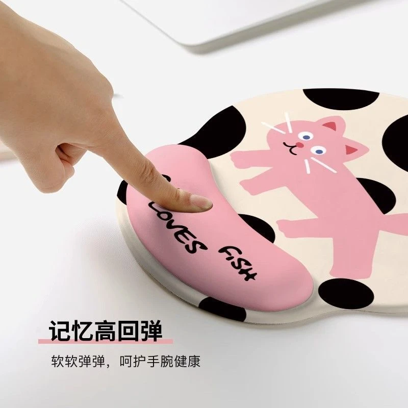 创意卡通猫咪护腕鼠标垫女生电脑电竞游戏办公防滑耐磨手腕保护垫
