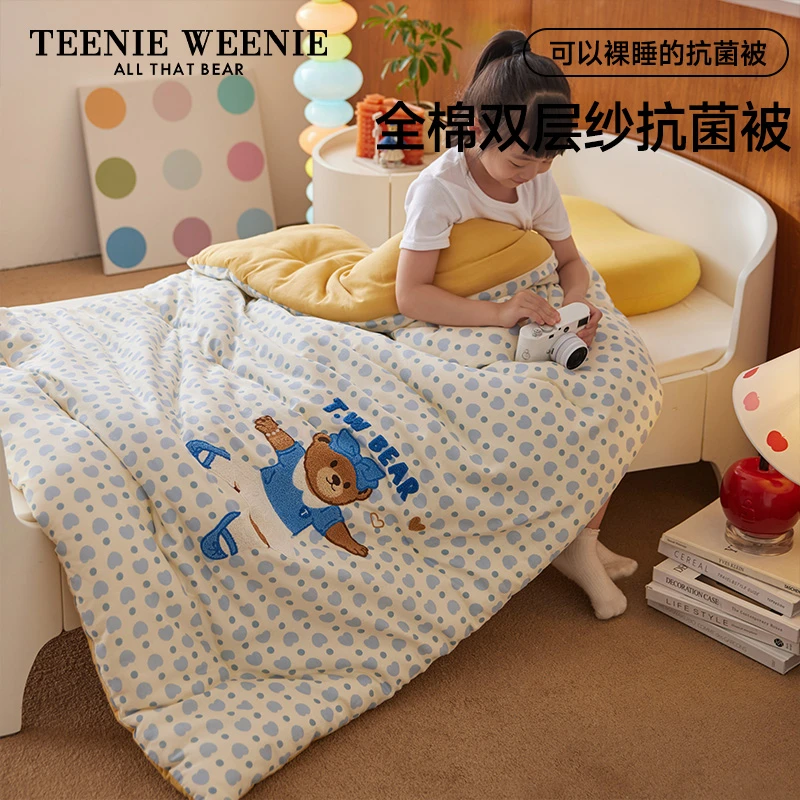 TeenieWeenie小熊全棉A类双层纱抗菌被双人冬被春秋被保暖被芯FXH