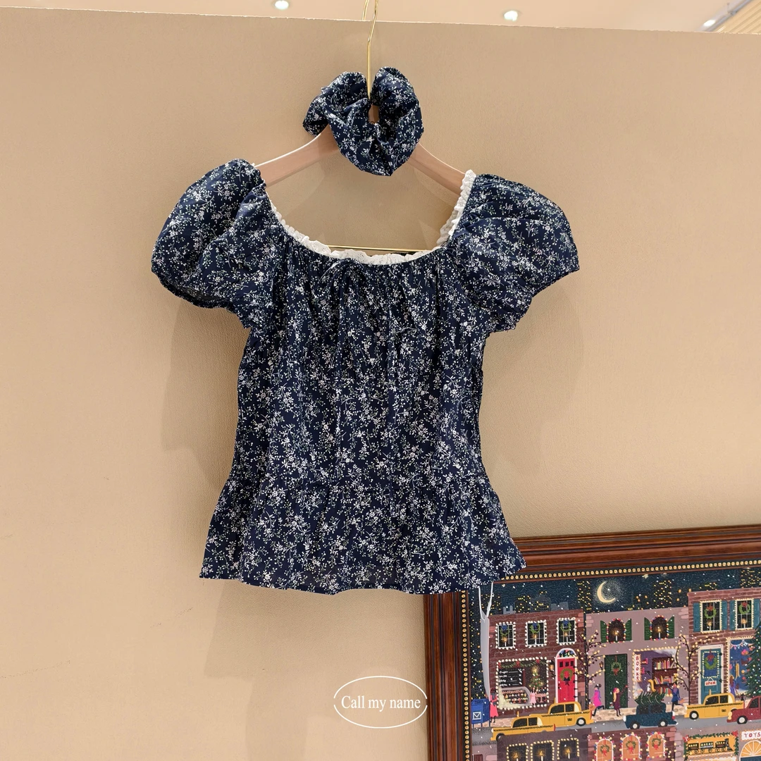 韩国代购luckying   发圈碎花上衣 L25042624