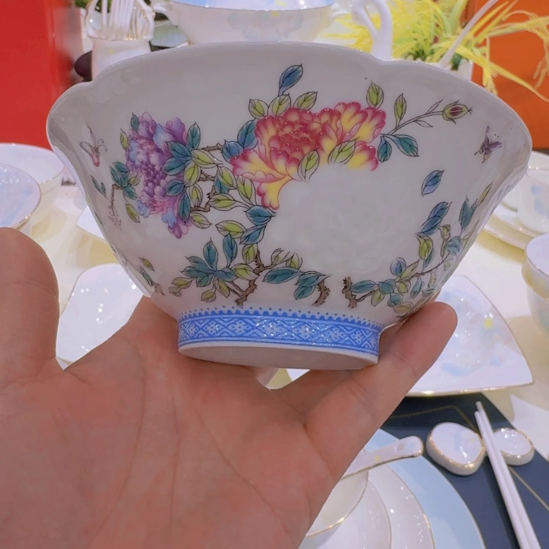 45%以上骨粉骨瓷冰艳玲珑瓷碗单拍