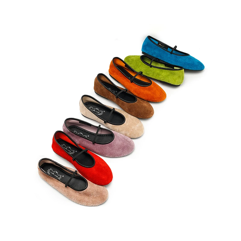 2369-5春季百搭头层牛皮女鞋圆头浅口软皮软底平底芭蕾舞单鞋女