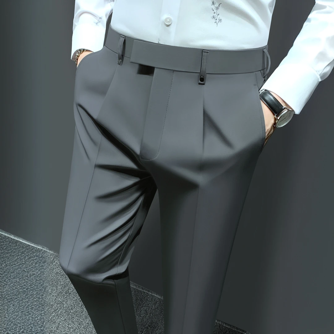 温纽旺休闲裤男士长裤子西裤修身韩版春夏季时尚商务免烫垂感小脚