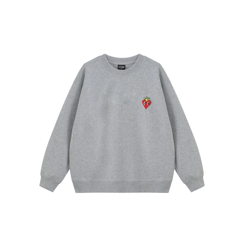 0223【秋季新款】胸前皇冠爱心后背满印潮牌宽松圆领卫衣