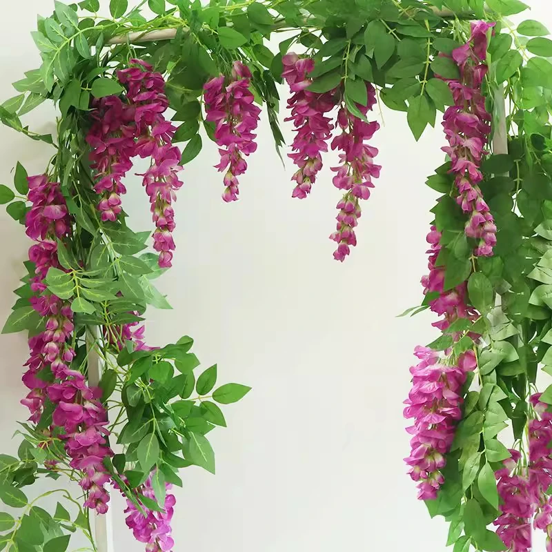 塑料紫藤花仿真藤条垂吊紫罗兰吊顶花藤装饰天花婚庆假花仿真花