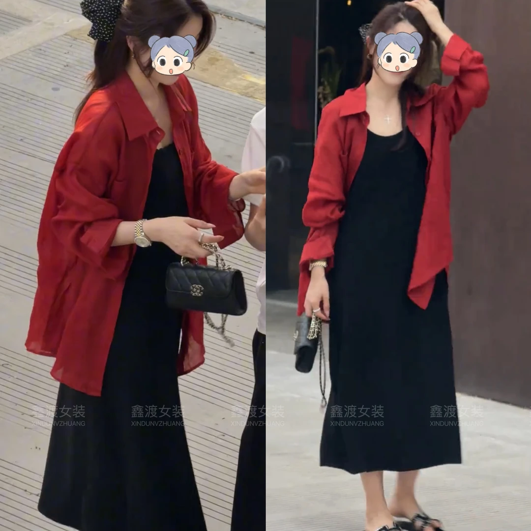 2025春夏新款时尚显瘦气质女士网红洋气两件套百搭款D6943