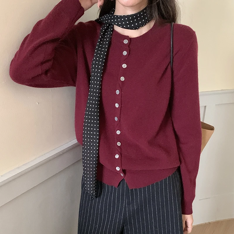 秋冬纯羊毛针织开衫气质百搭显瘦设计感羊毛开衫时尚通勤宽松开衫