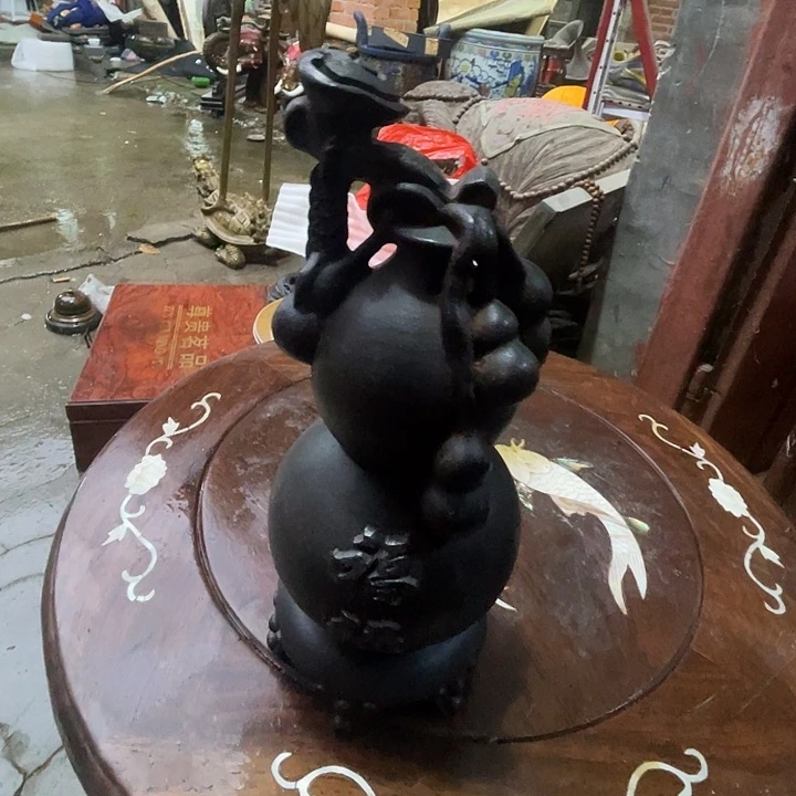 木新年快乐香木摆件