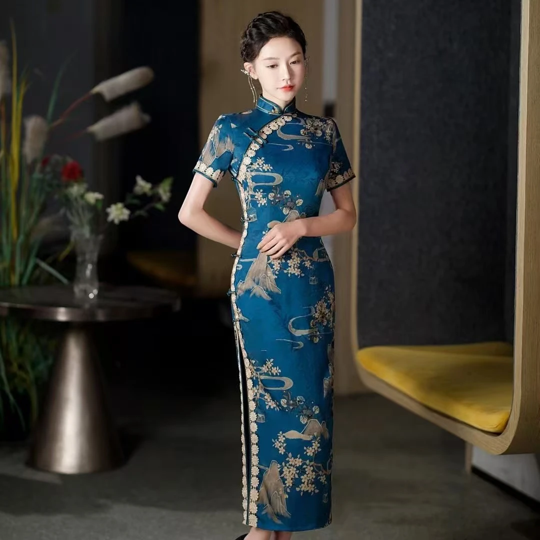 语棠 日常优雅气质文艺显瘦长款旗袍