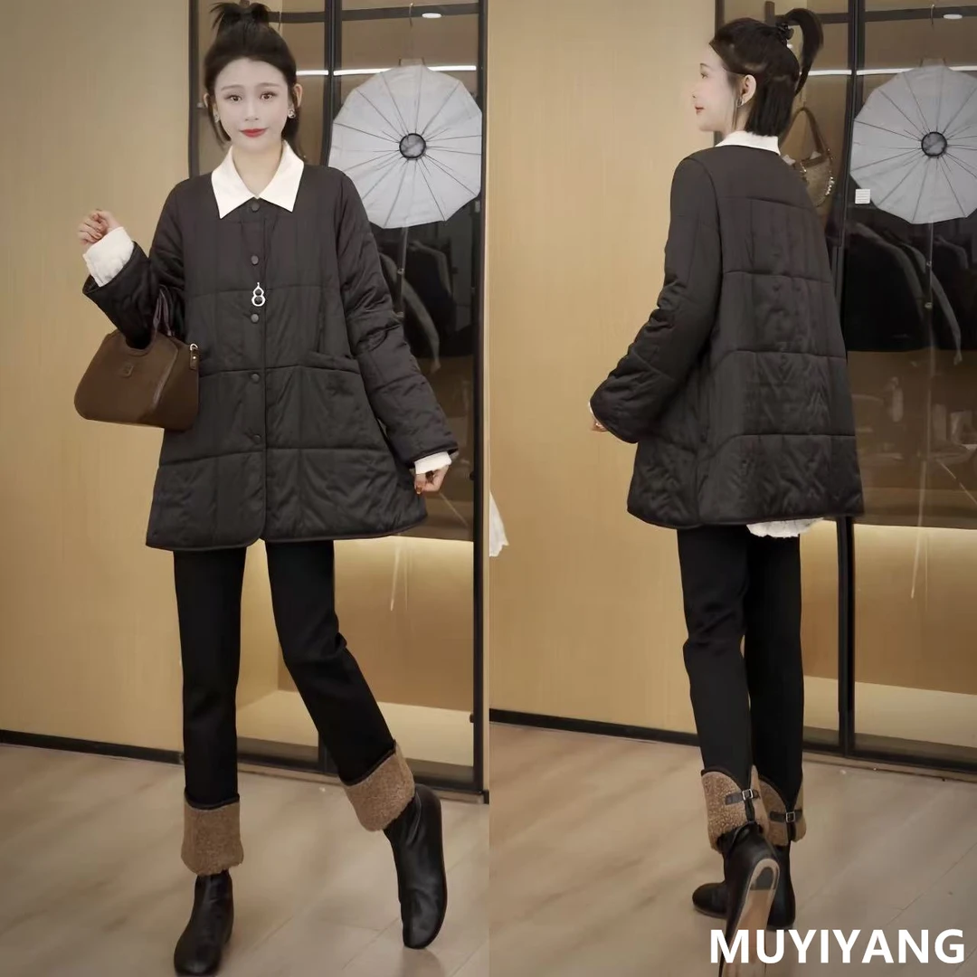 【简砚】独特设计感单排扣格纹高定版棉衣外套 衣长75 25-625#