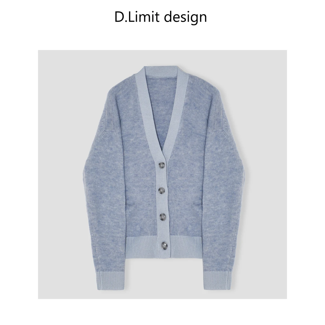 【D.Limit design】甜美减龄透气v领针织开衫外套
