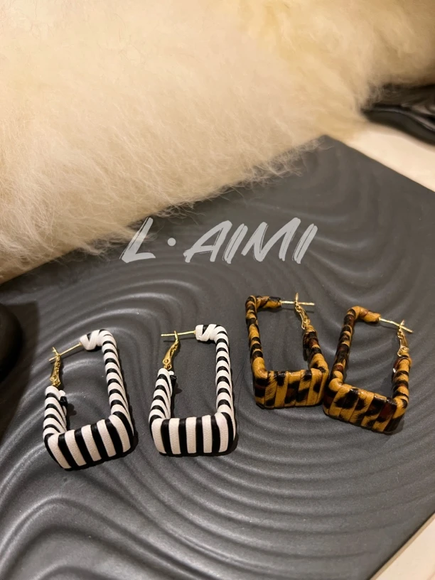 铜合金布艺耳饰 【L•AiMi】【黑白条】拼色黑白条纹耳圈耳饰耳环