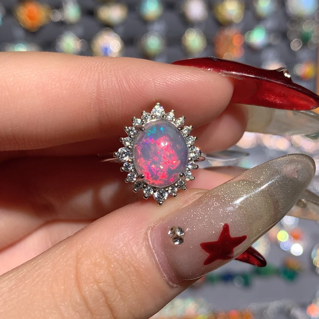 欧泊银S925镶嵌福利戒指w