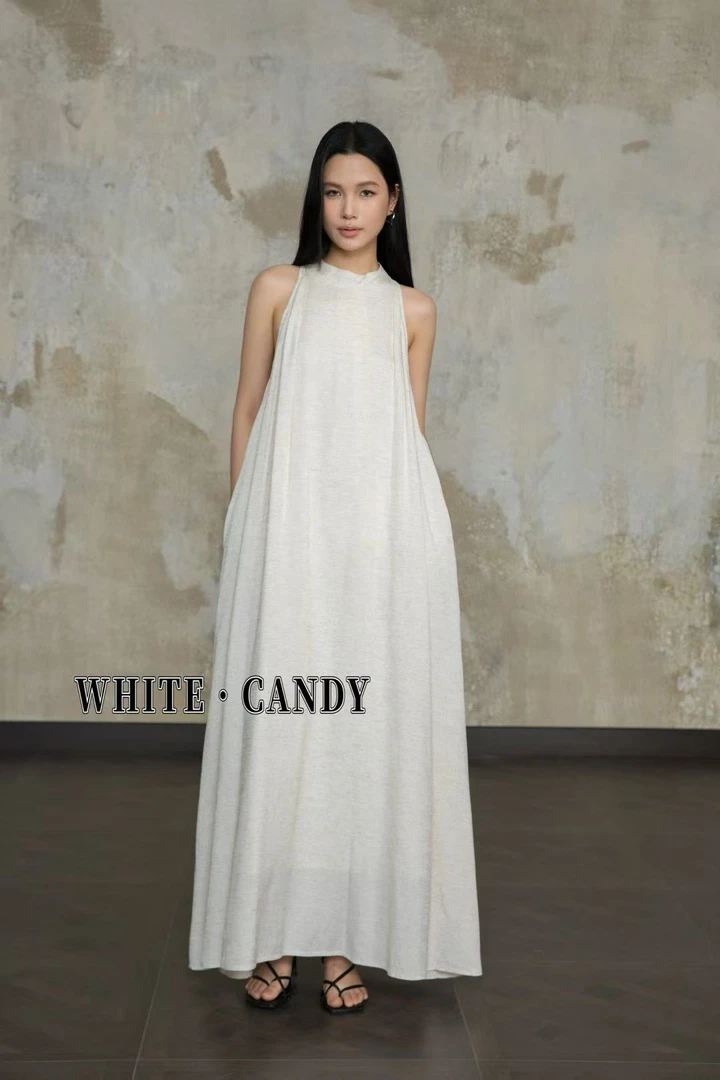 赫拉（7097#库）大裙摆百搭纯色显瘦连衣裙  （裙长139）