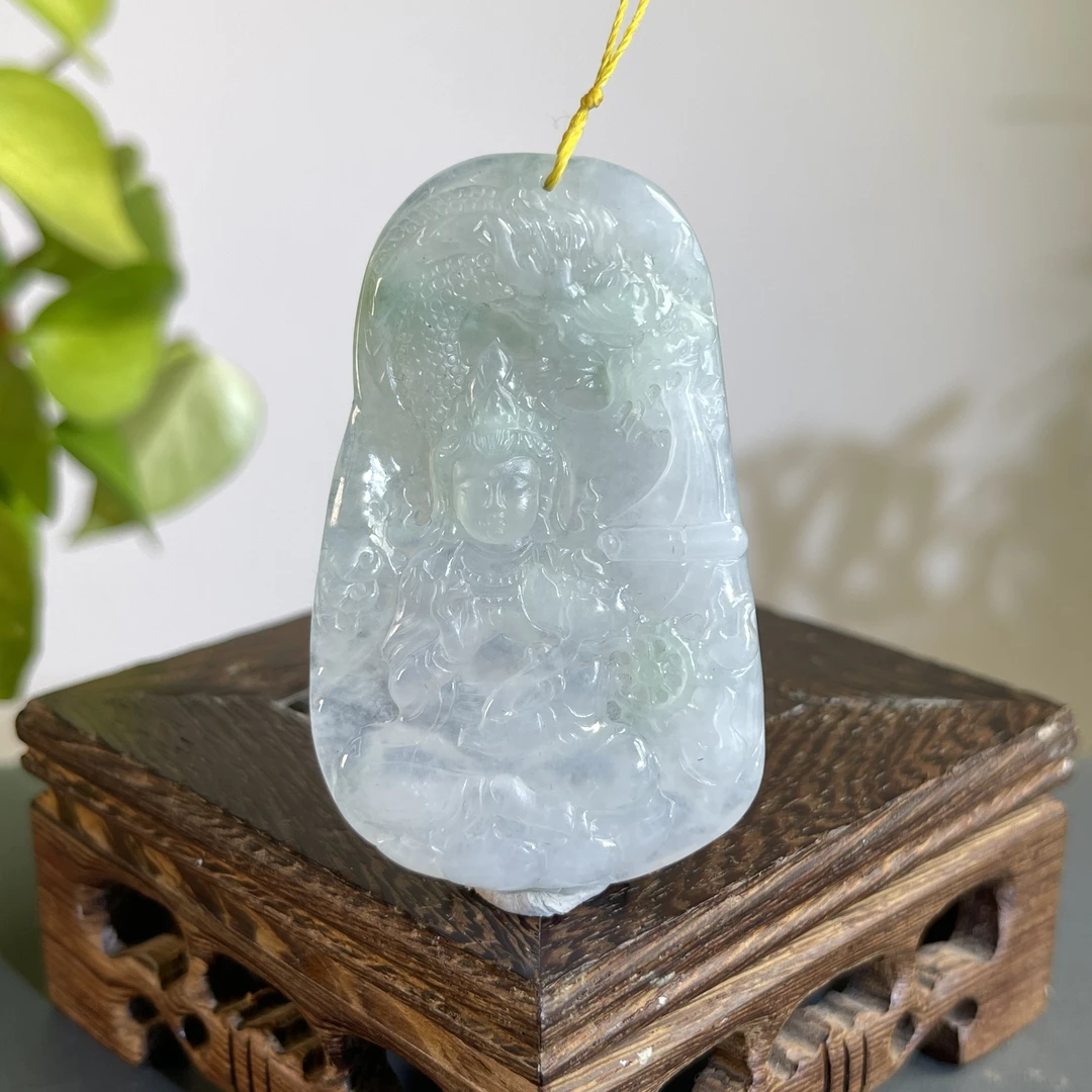 JTB28-189  天然缅甸A货翡翠  御龙观音