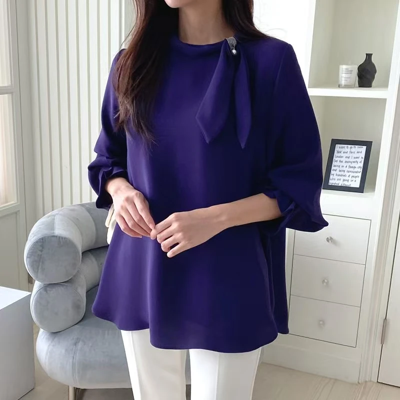 韩国正品大码显廋显气质春款雪纺衫衬衣