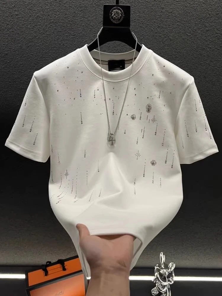 2025早春新款设计感短袖男轻奢扎染时尚爆款上衣百搭圆领半袖T恤
